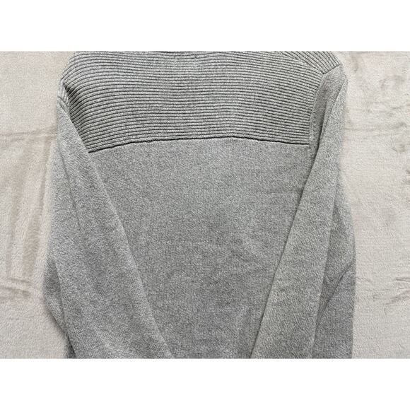 H&M Gray Cotton Knit Collared Pockets Double Breasted Black Buttons Large - Picture 11 of 12